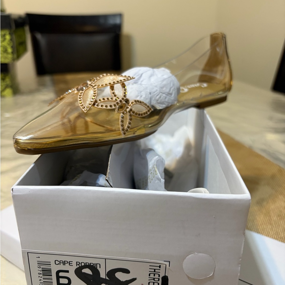 Cape Robbin Women's Transparent Gold Flats